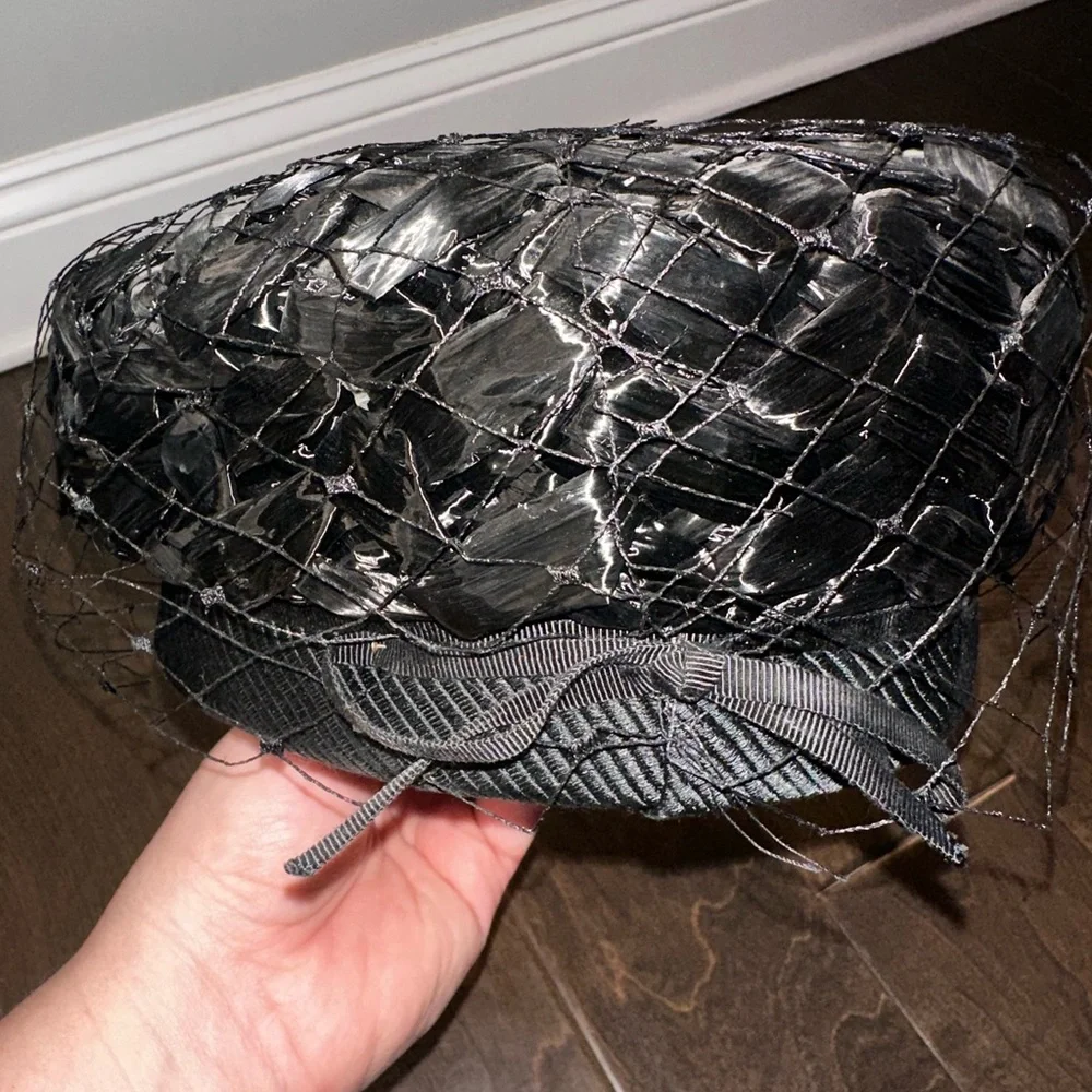 1950's Darcel Exclusive Vintage Cocktail Hat Black Netted Fascinator